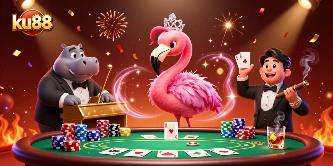 Experience thrilling blackjack action at ku88 with vibrant characters and casino ambiance.