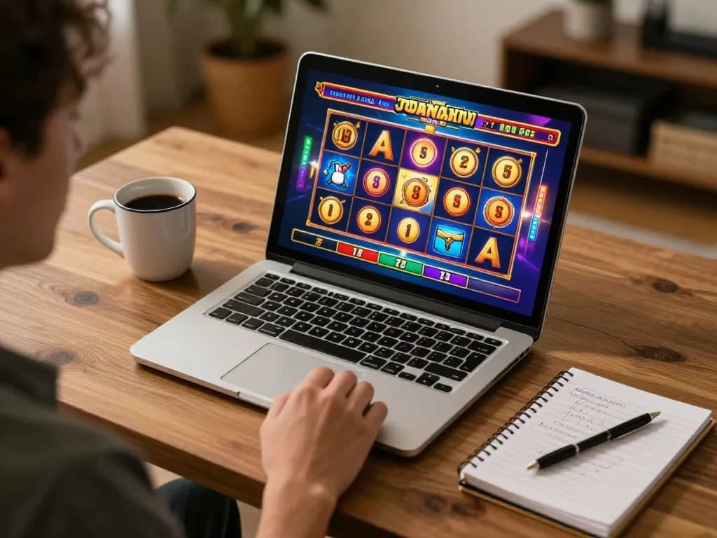 Engage with cm88's thrilling online slots experience in a cozy gaming setup.