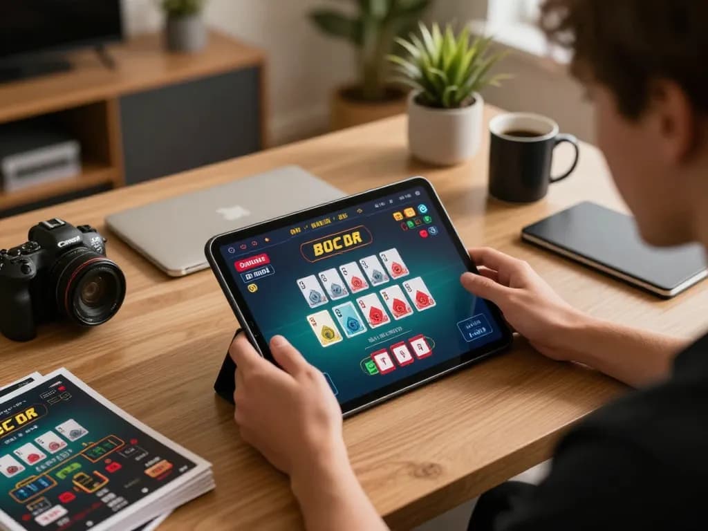 Engaging gameplay at 68gamebaivn as player studies live dealer Baccarat on tablet