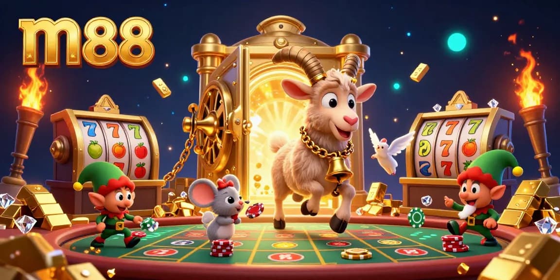 Winning at m88 brings fortune in a thriving casino world with vibrant characters and treasures.