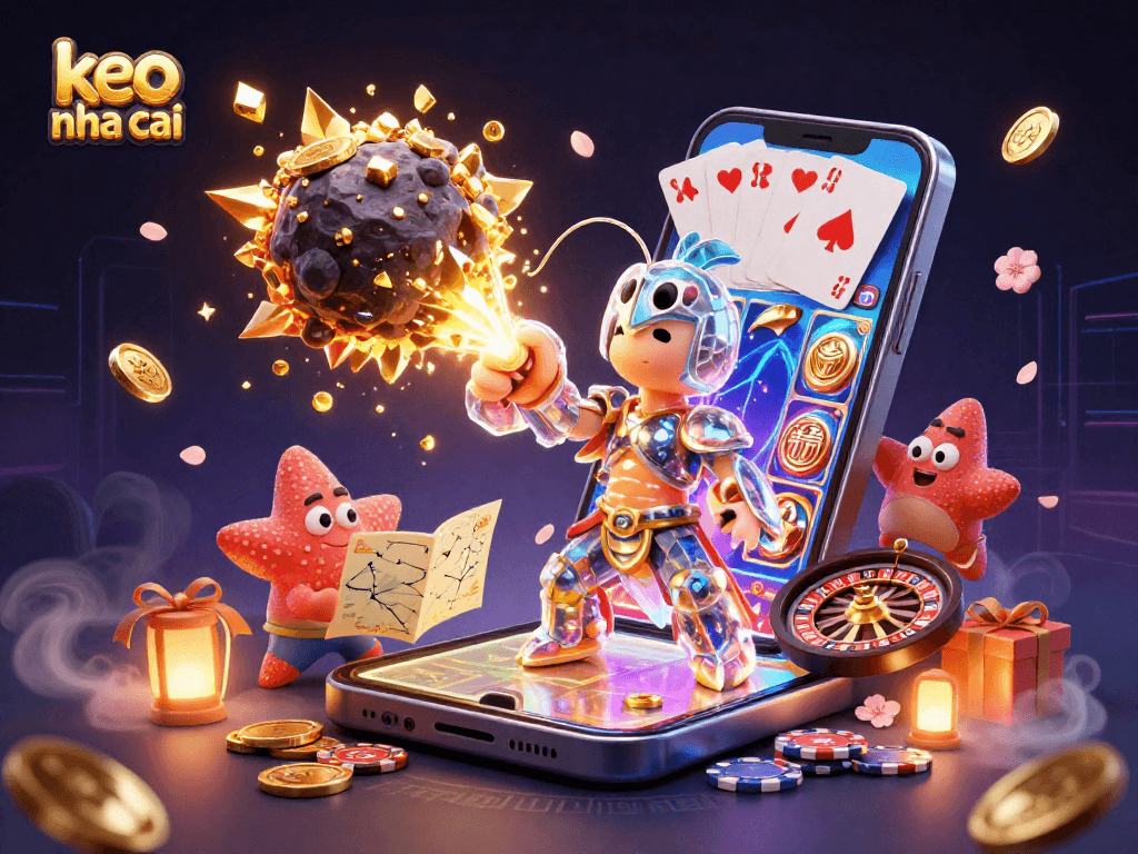 Experience thrilling bets with keo nha cai as vibrant samurai shrimp and starfish navigate a cosmic casino.
