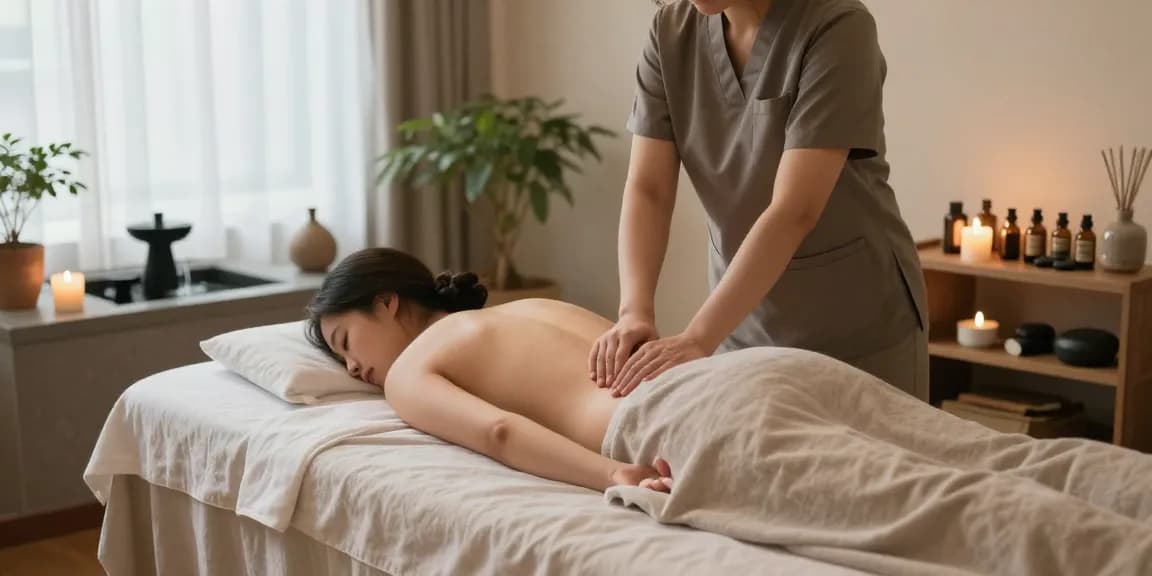 Experience rejuvenating 파주출장안마 in a tranquil massage setting with ambient lighting and soothing decor.