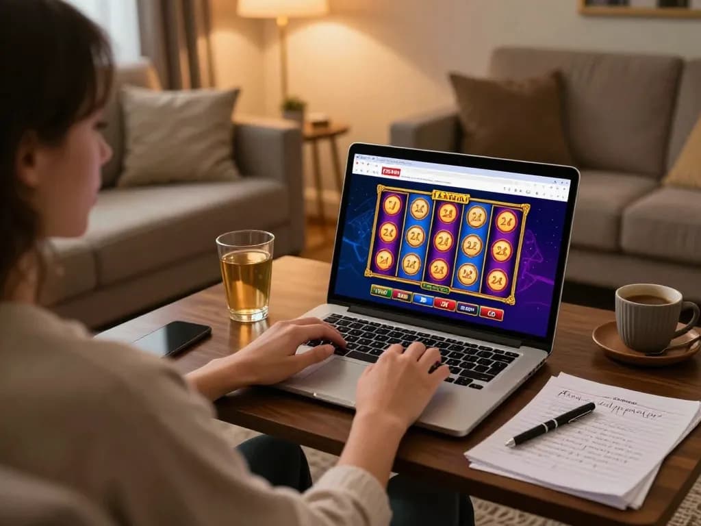 Experience thrilling gameplay on 78wingo's casino site from a cozy living room setting.