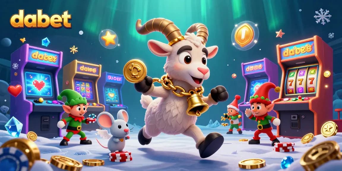 dabet showcases a lively casino with festive Krampus, angel mouse, and mischievous elves stealing poker chips.