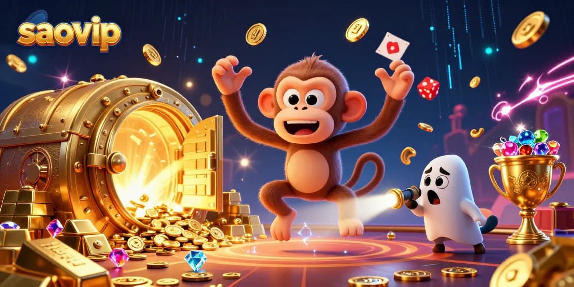 Experience winning moments at saovip with a playful ghost-hunter exploring a vibrant casino scene.