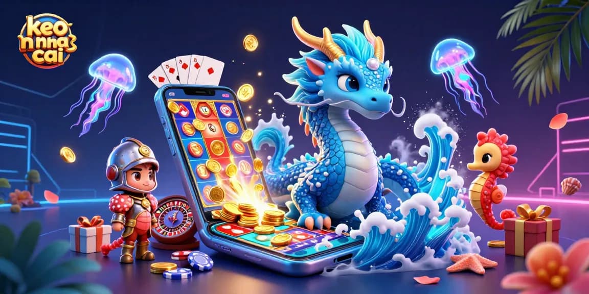 Engage with the vibrant keo nha cai world featuring a majestic azure dragon amidst a sea of gaming excitement!