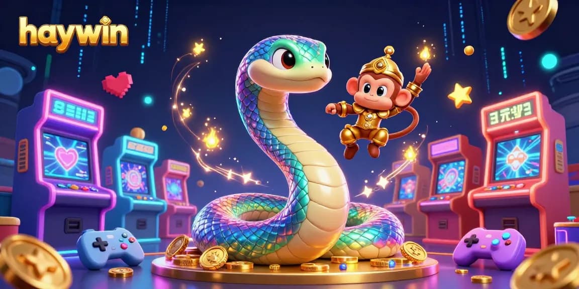 Experience the thrill of Haywin with a vibrant 3D casino scene featuring a colorful rainbow serpent and playful monkey king.