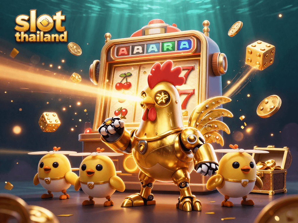 Experience thrilling wins with vibrant slot thailand featuring a golden rooster robot and jackpots.