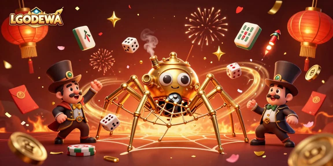Engage with LGODEWA's exciting 3D casino illustration of steampunk characters and dynamic game elements.