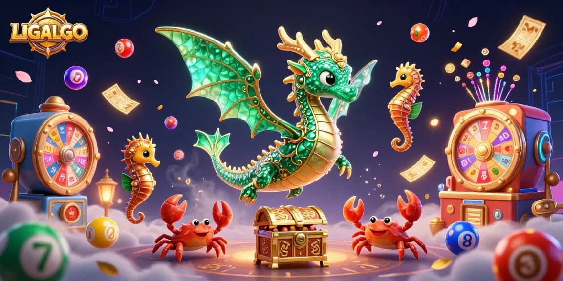LIGALGO features unique sea dragon and treasure elements capturing the dynamic lottery casino experience.