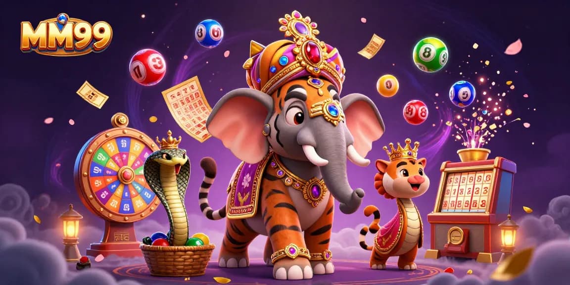 Experience exciting gaming at MM99 with vibrant lottery elements and engaging characters.