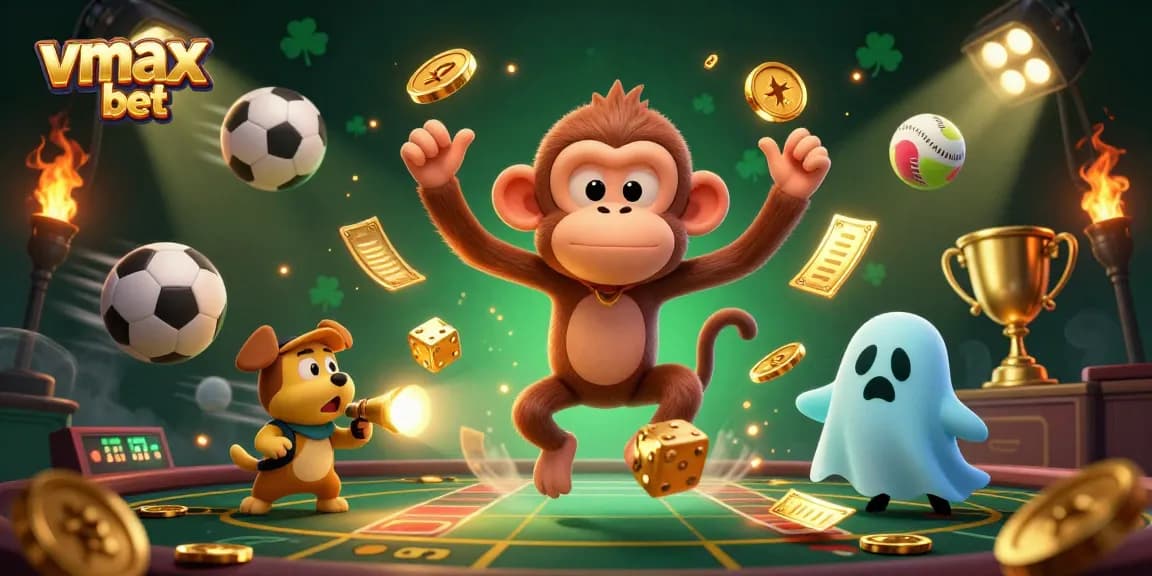 Experience thrilling action with vmax bet as a quirky monkey juggles coins in a haunted casino.