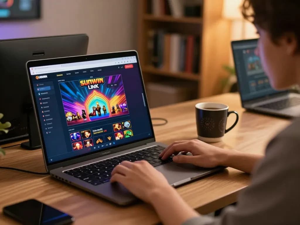 Play exciting games on SUNWIN LINK from a cozy home gaming setup while sipping coffee.