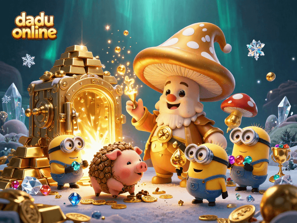 Experience exciting dadu online action with a magical golden wizard in this captivating scene.