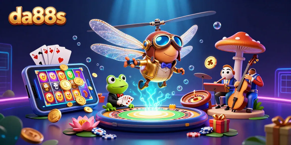 Engage with da88s as the dragonfly pilot, frog croupier, and jazzing crickets create casino magic.