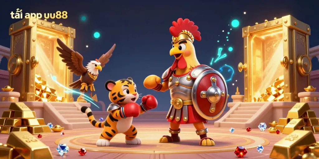 Experience the thrill of gambling and excitement in “tải app uu88” with a dynamic 3D scene showcasing rich treasures.