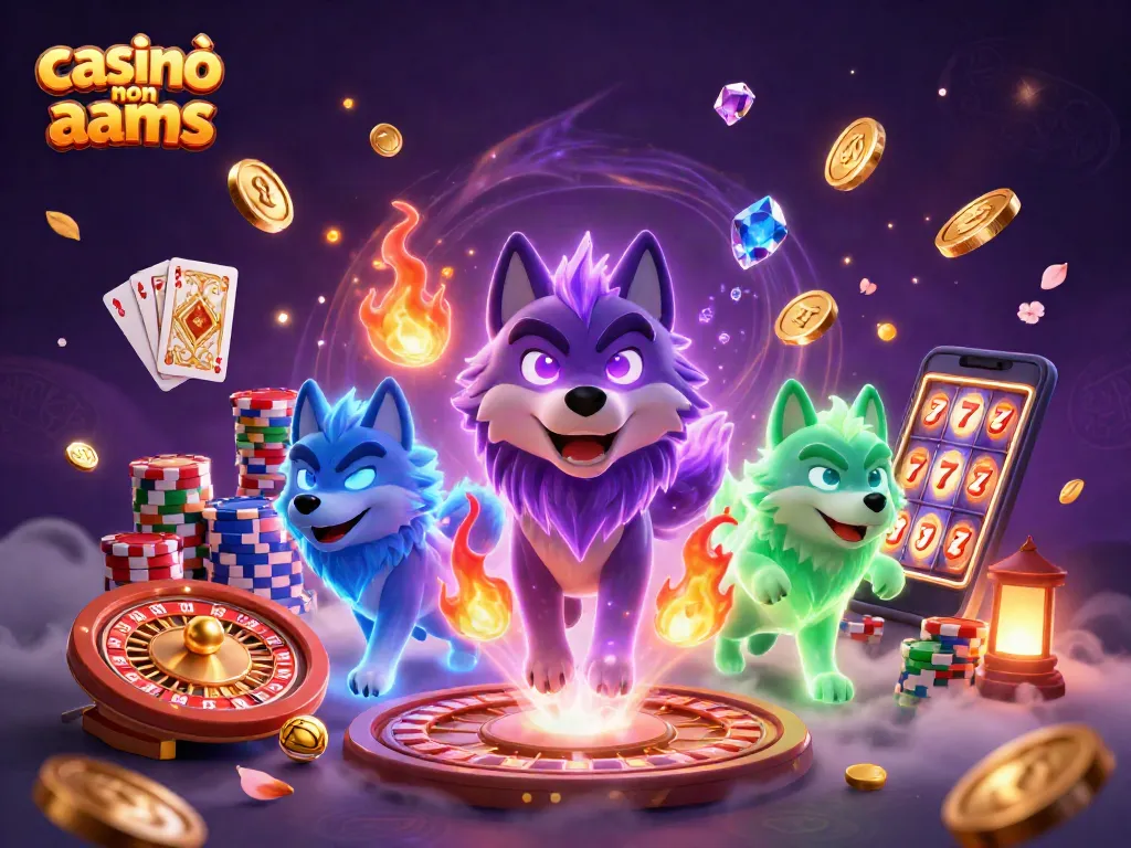 Gioca nei casinò non AAMS con l’illustrazione vivace di un gruppo di lupi e effetti magici.