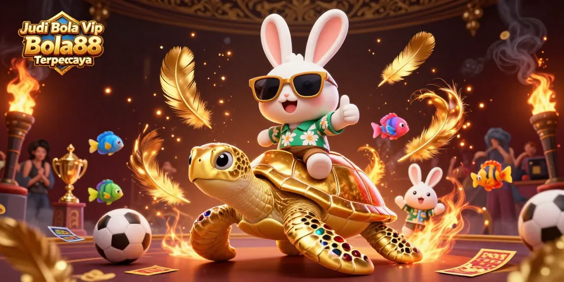 Join the excitement at Judi Bola Vip Bola88 Terpercaya with colorful characters, golden elements, and energetic action.