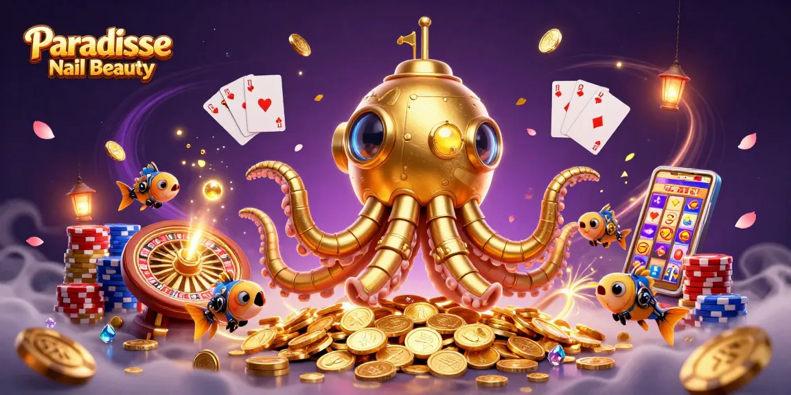 Experience thrilling wins at Paradise Nail Beauty, featuring vibrant golden kraken and dynamic casino elements.