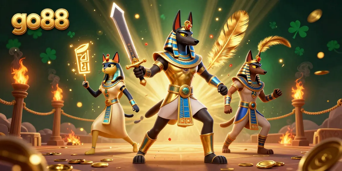 Engage in thrilling gameplay with go88, featuring Anubis, Bastet, and vivid casino elements.