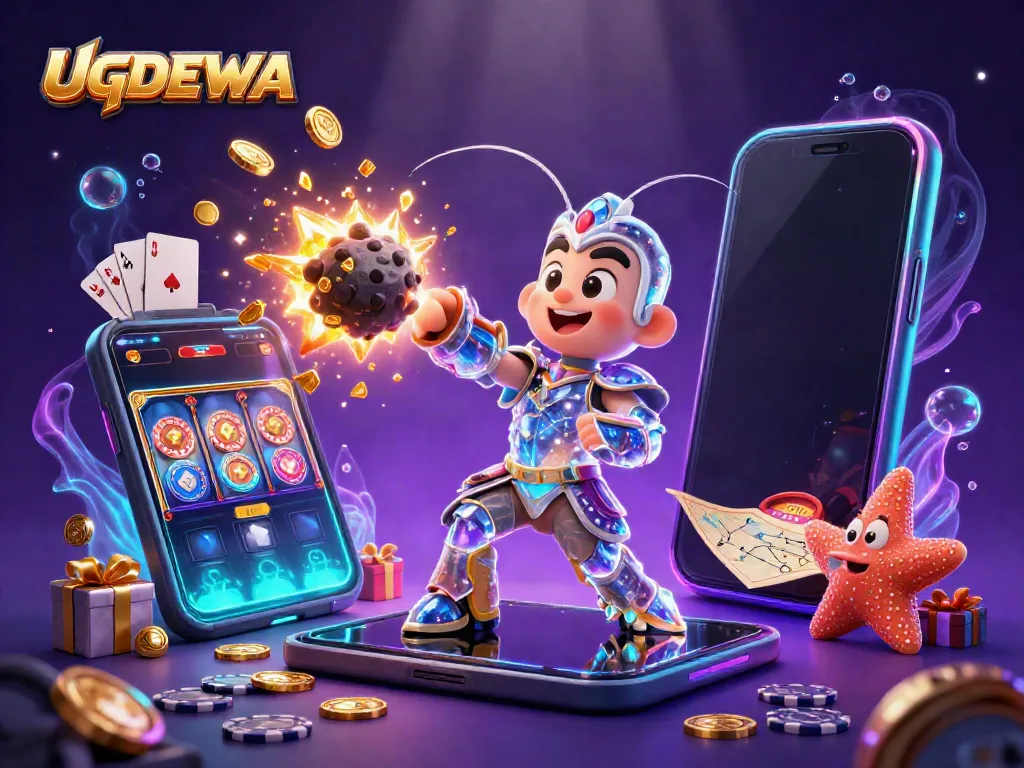 Experience the excitement of UGDEWA as a galactic mantis shrimp unleashes riches and wins in a vibrant casino universe.