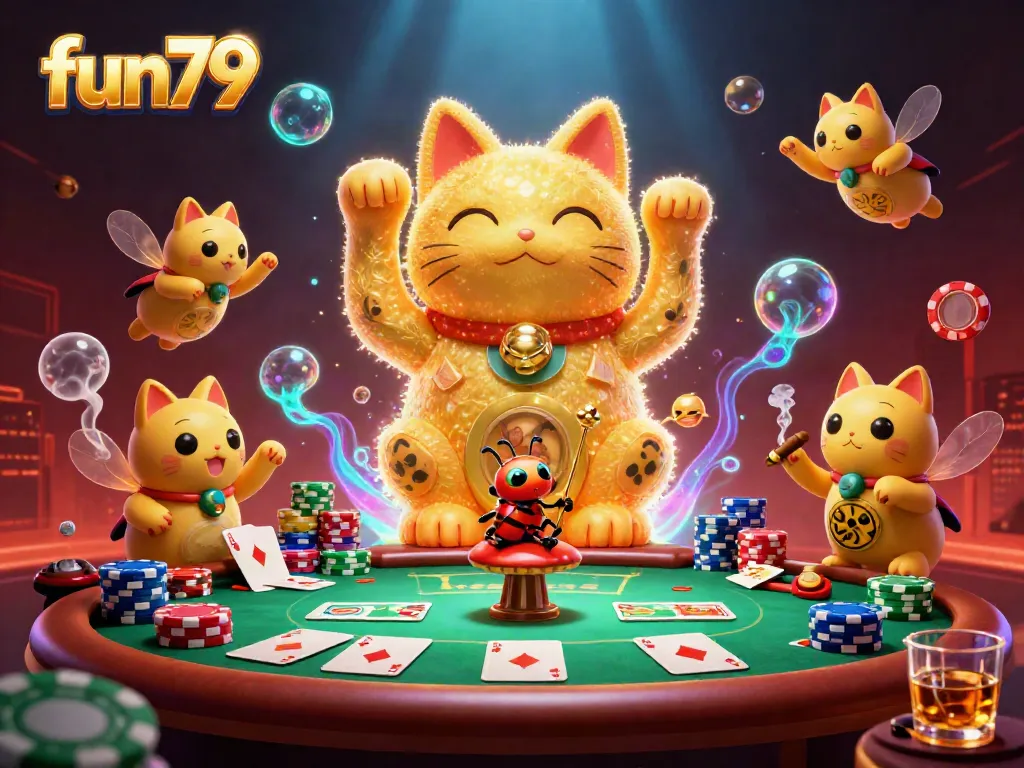 Experience the thrill of fun79 with vibrant casino illustrations depicting dynamic gaming elements.