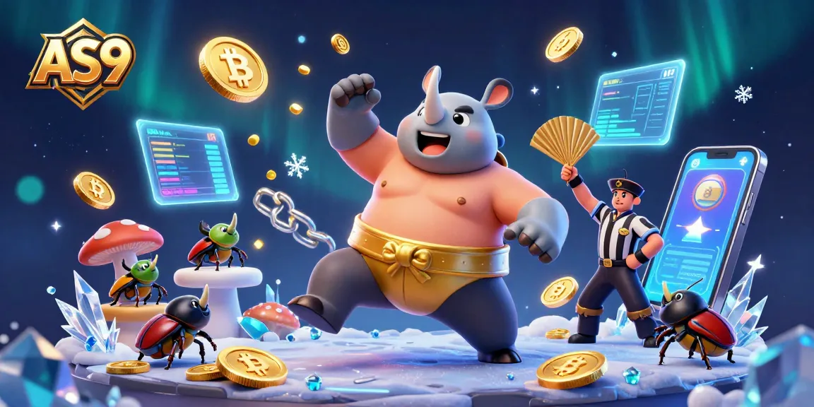 Join the AS9 action with the powerful beetle champion and referee in a vibrant casino scene.