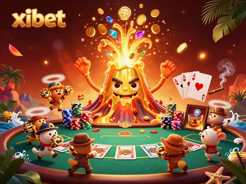 Xibet offers exciting poker experiences with vibrant 3D visuals, showcasing thrilling casino action.