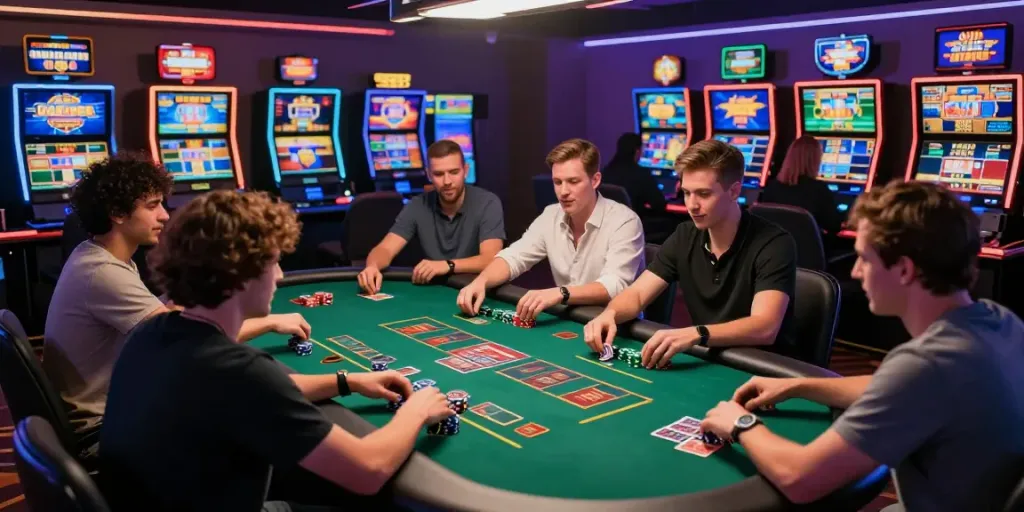 Engaging online gaming scene showcasing players at casino tables with live dealers, promoting https://five88bet.org/ as a premium betting platform.