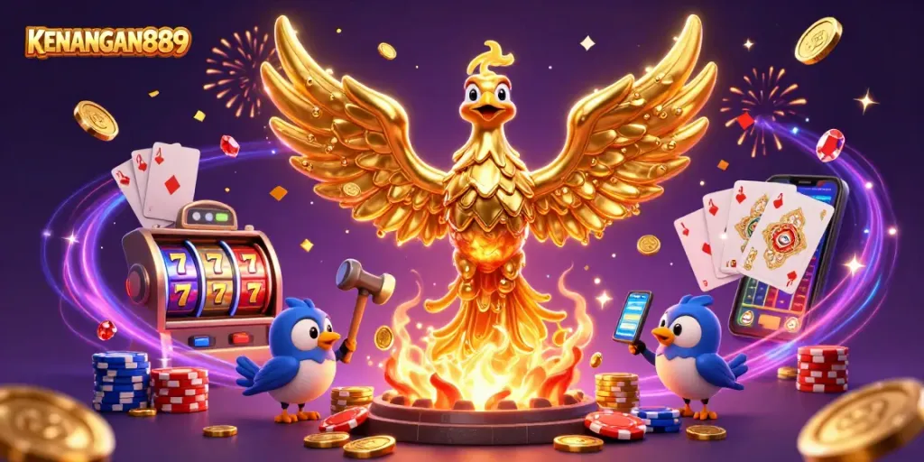 Engage with KENANGAN889 and experience thrilling gaming adventures with golden phoenix and slot reels.
