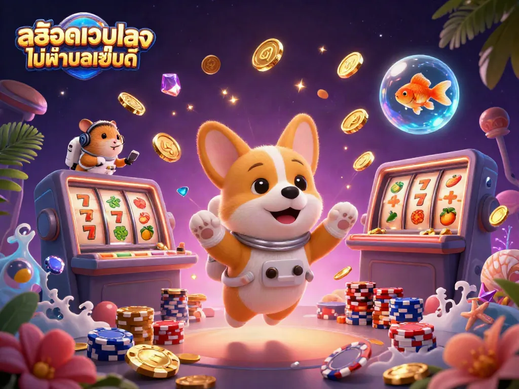 สล็อตเว็บตรงไม่ผ่านเอเย่นต์ แสดงภาพการเล่นเกมคาสิโนในอวกาศที่เต็มไปด้วยสีสันและบรรยากาศที่น่าตื่นเต้น