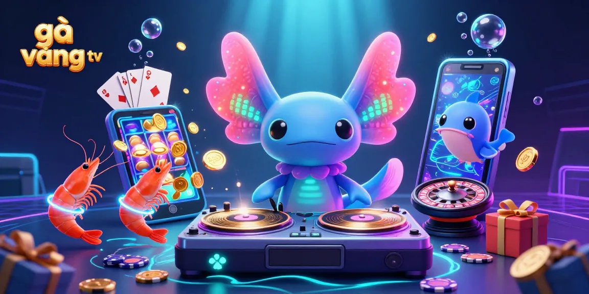 Experience gà vàng tv excitement with vibrant 3D casino illustration showcasing unique characters and games.