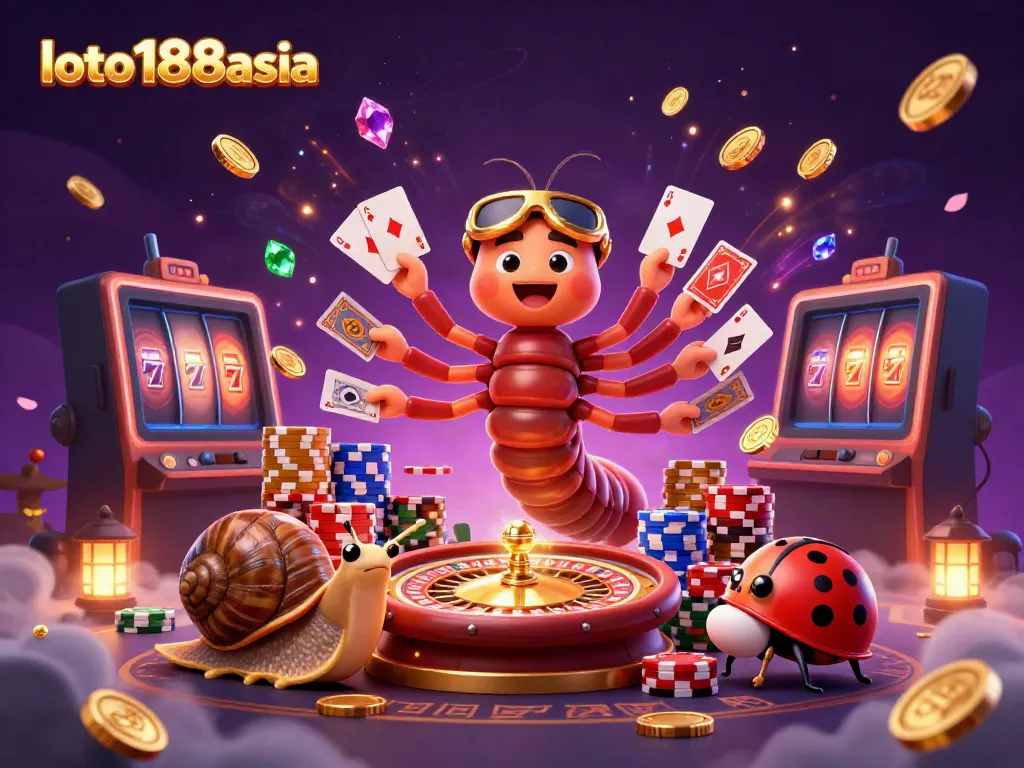 Experience the excitement at loto188asia with a thrilling 3D casino scene featuring vibrant characters and dynamic gaming elements.