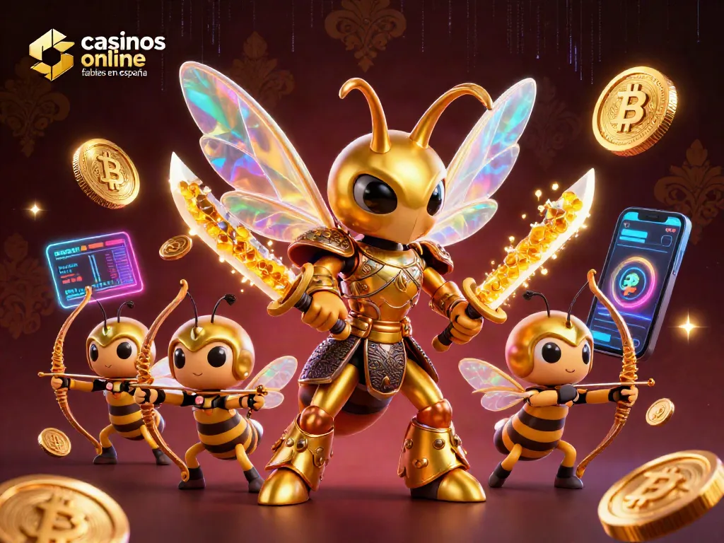 Disfruta de juegos en los casinos online fiables en España con una escena vibrante de criptomonedas y personajes divertidos.