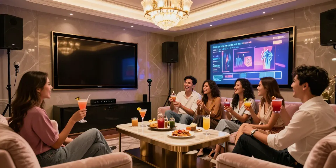 강남 세이렌의 고급스러운 사교 공간에서 친구들이 즐겁게 노래하는 모습