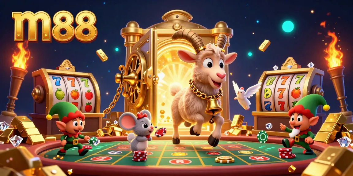 Winning at m88 brings fortune in a thriving casino world with vibrant characters and treasures.