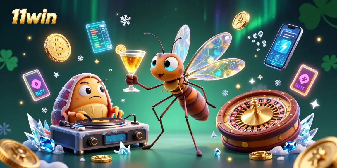 Engage in exciting gameplay at 11win with cartoon characters in a vibrant digital casino scene.