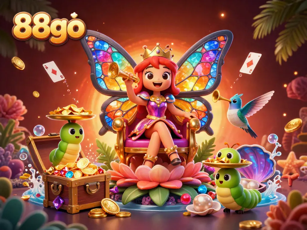 Experience vibrant casino excitement with 88go's chip-carrying caterpillars and colorful treasures.