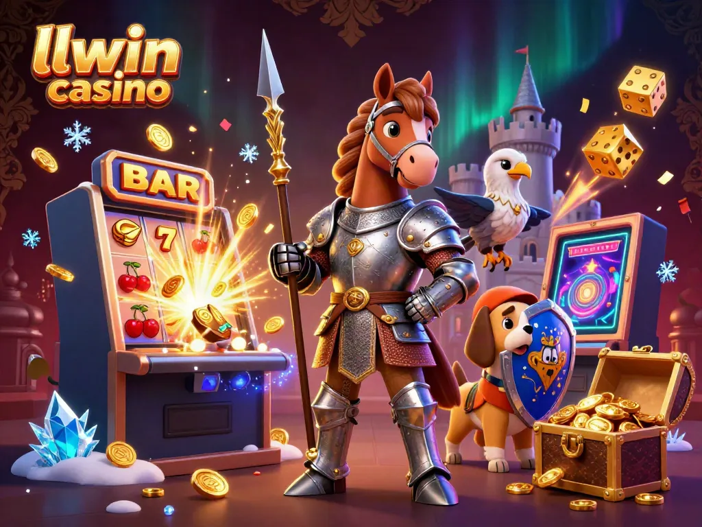 Enjoy thrilling gameplay at llwin casino with a colorful scene filled with slot machines and cartoon characters.