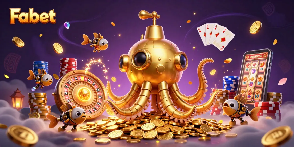 Fabet offers exciting online gaming, featuring golden kraken and vibrant casino elements.