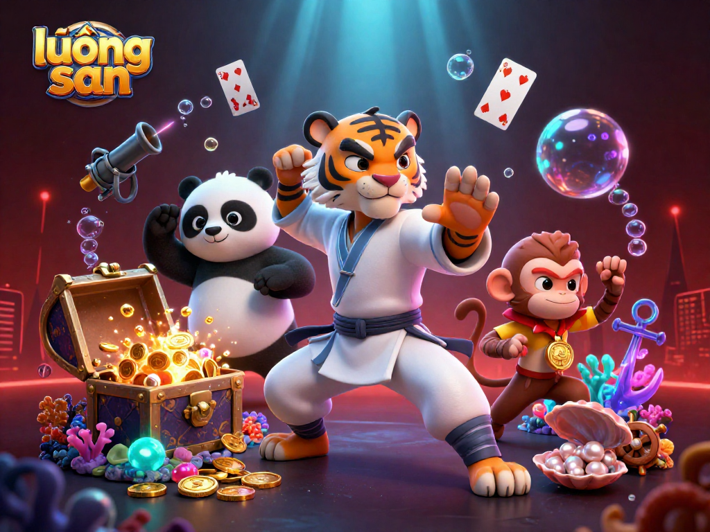 Experience winning strategies at lương sơn with engaging characters and casino elements in a vibrant scene.