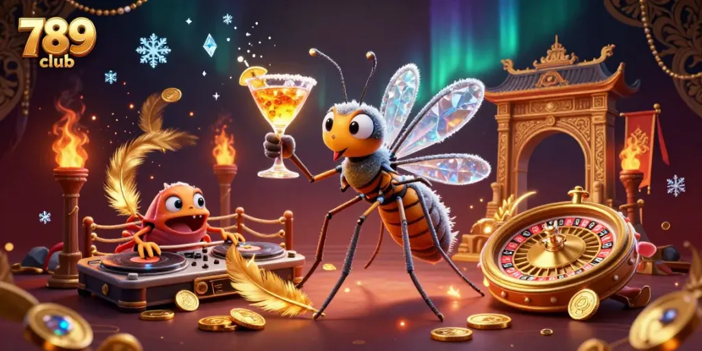 Engage with the thrilling atmosphere of 789 club, featuring vibrant casino characters and dynamic elements.
