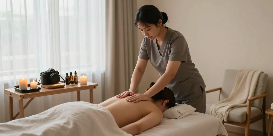 Relaxing home scene showcasing a 수원출장안마 experience with professional massage therapy.