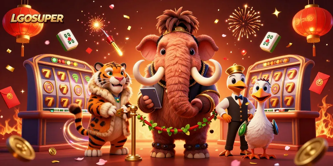 Play exciting online slots with LGOSUPER featuring vibrant characters and casino elements.