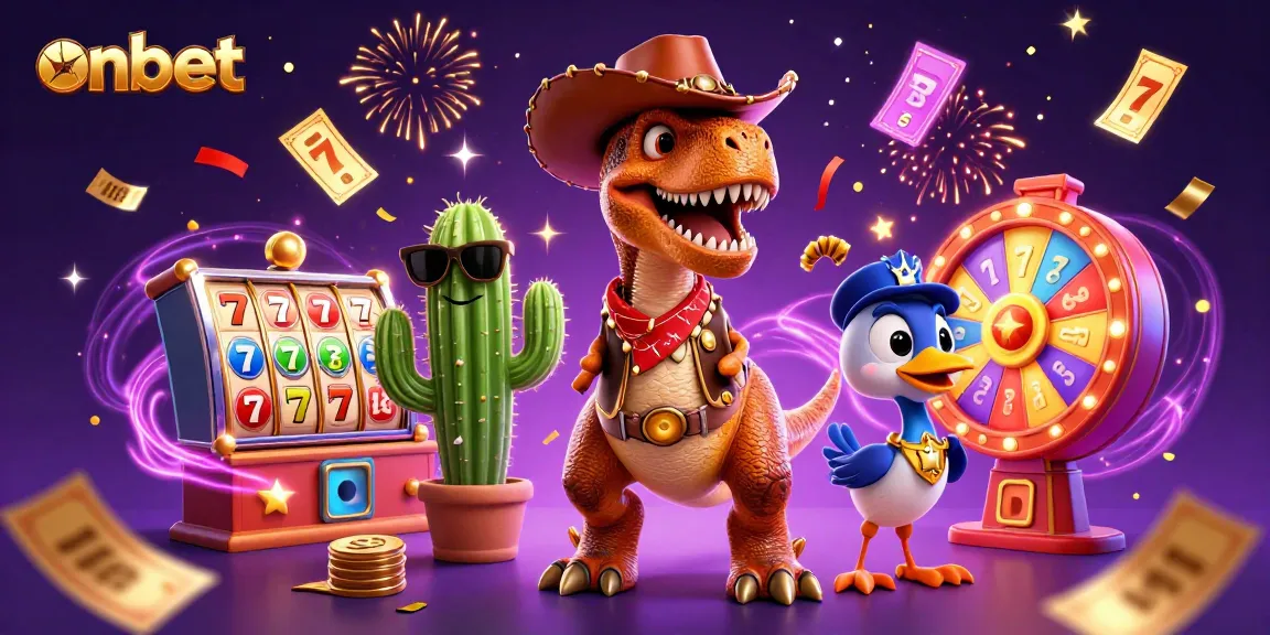 Experience exciting gameplay at onbet with vibrant casino elements and characters in a festive scene.