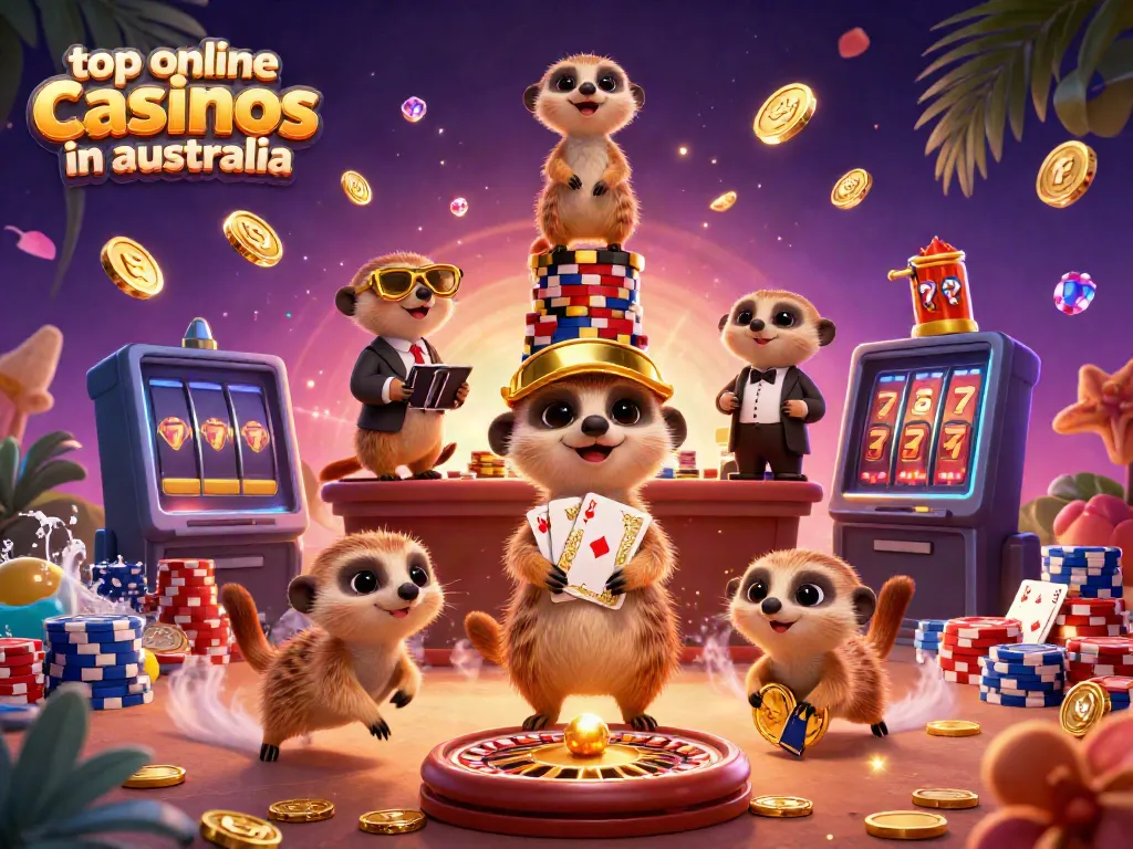 Experience the excitement of top online casinos in Australia with lively meerkats at play.