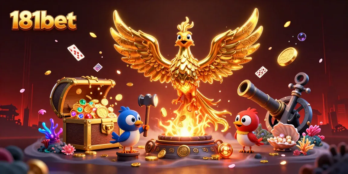 Experience the thrill of winning with 181bet in this vibrant casino scene featuring a molten phoenix.