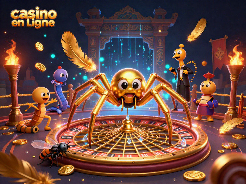 Créer des paris dans un casino en ligne avec une araignée dorée et un croupier centipède.