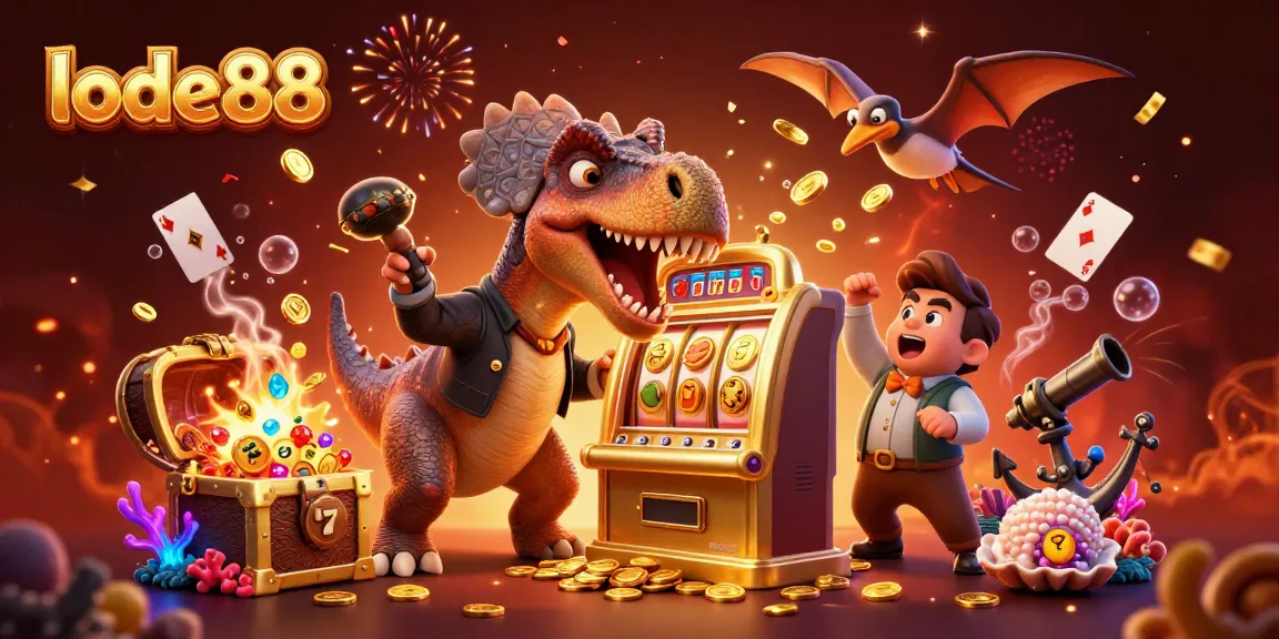 Lode88 slot machine explodes with coins as pachycephalosaurus wins big!