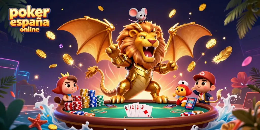 Participa en emocionantes partidas de poker españa online con esta vibrante ilustración de juegos.
